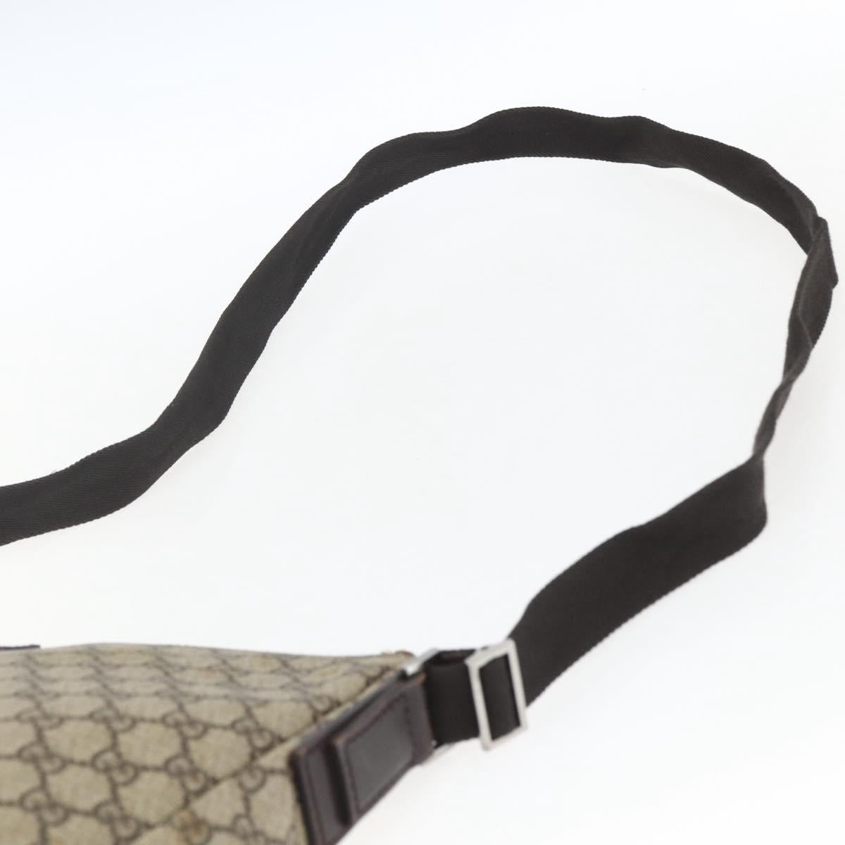 GUCCI GG Supreme Shoulder Bag PVC Beige Silver 110054 Auth 164997