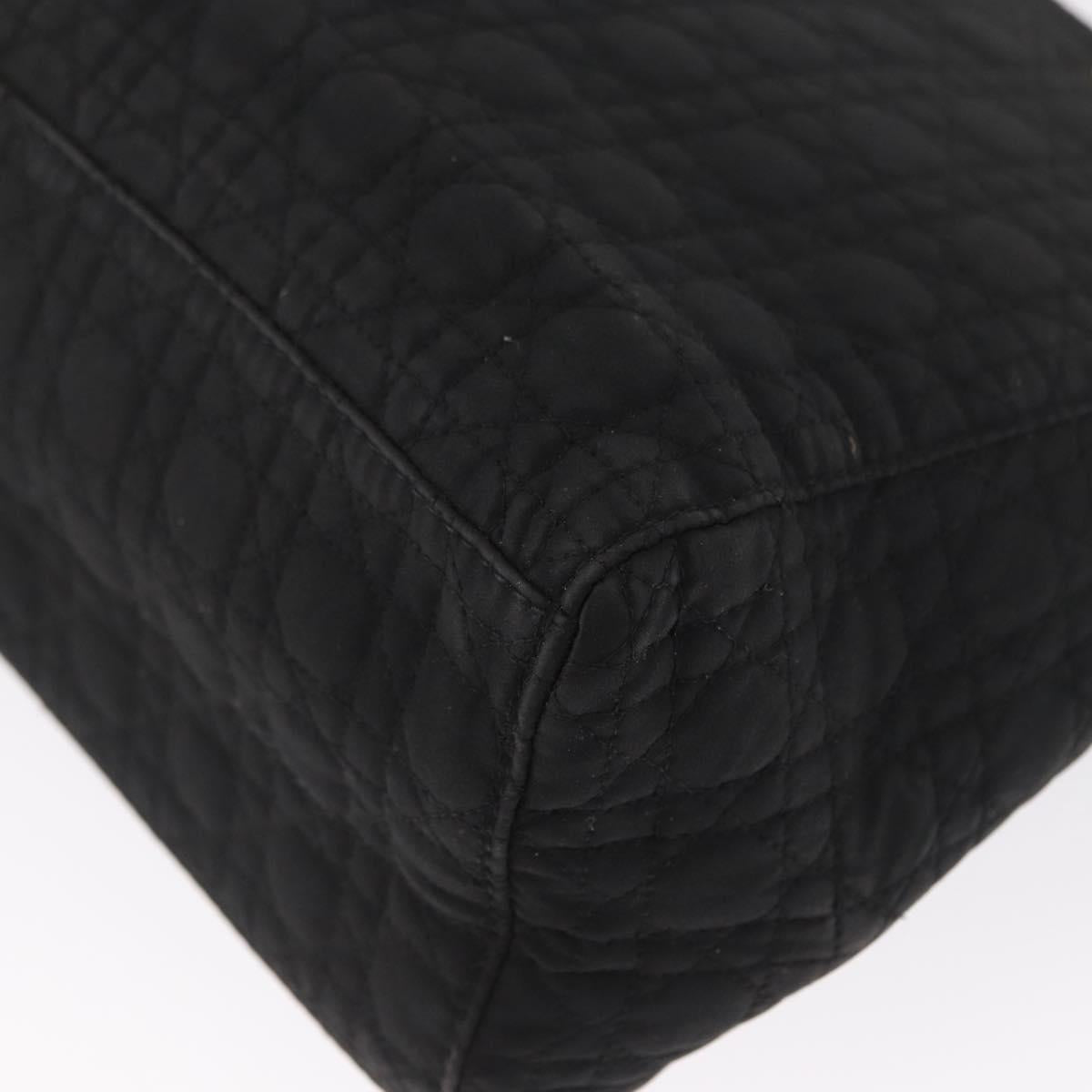 Christian Dior Lady Dior Canage Hand Bag Nylon Black Gold Auth 164998