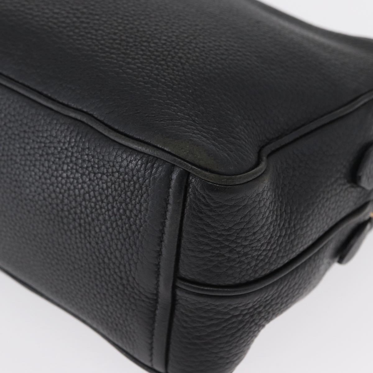 PRADA Shoulder Bag Leather Black Gold Auth 165005