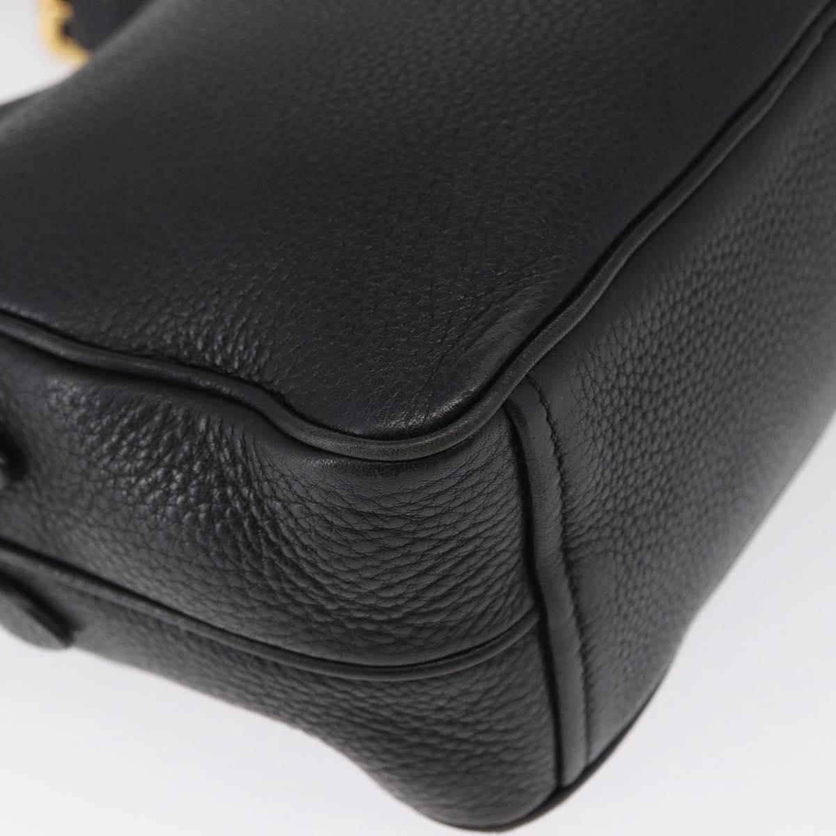 PRADA Shoulder Bag Leather Black Gold Auth 165005