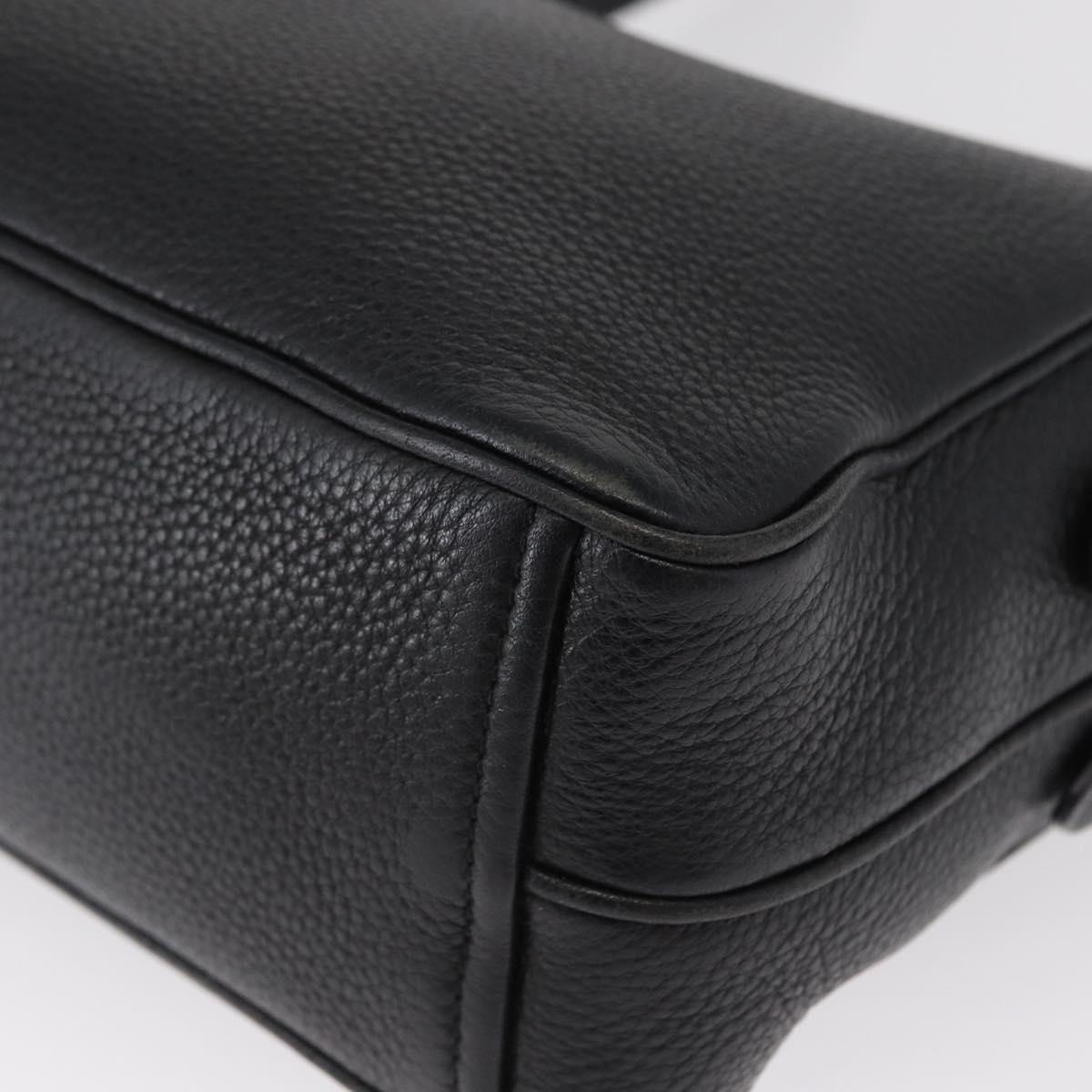 PRADA Shoulder Bag Leather Black Gold Auth 165005