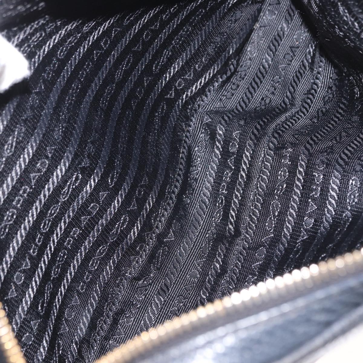 PRADA Shoulder Bag Leather Black Gold Auth 165005