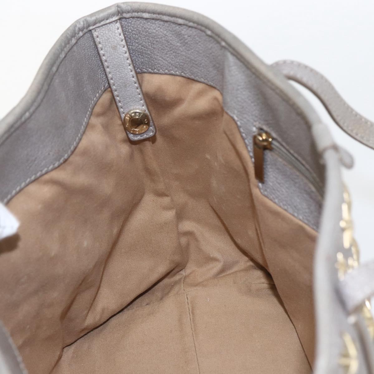 Jimmy Choo Studs Tote Bag Leather Gray Gold Auth 165008