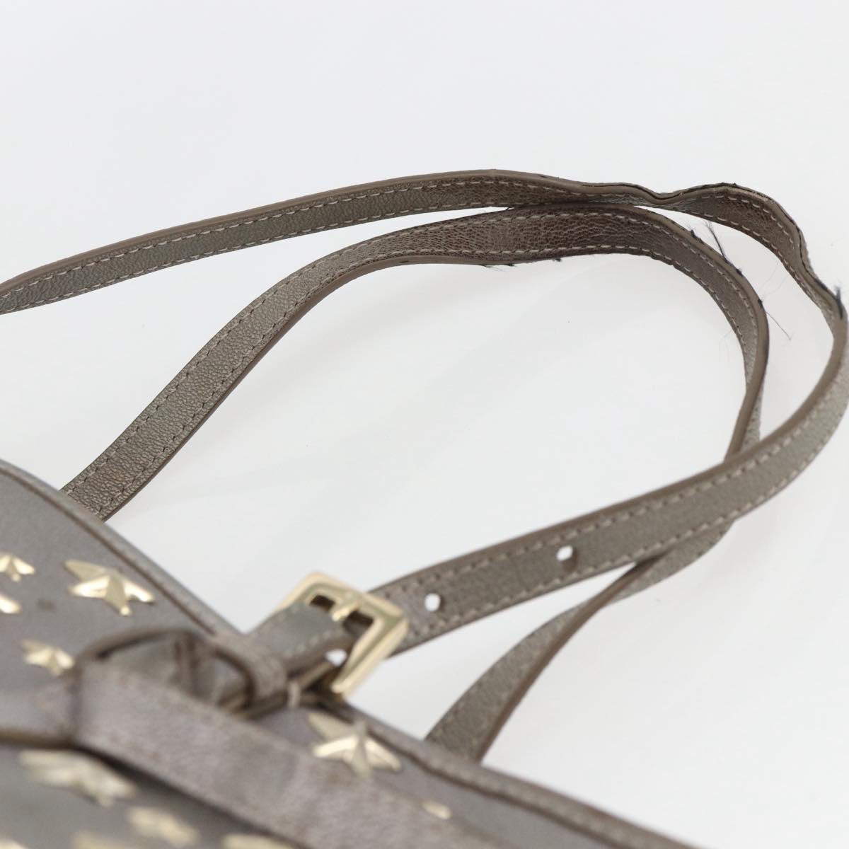 Jimmy Choo Studs Tote Bag Leather Gray Gold Auth 165008