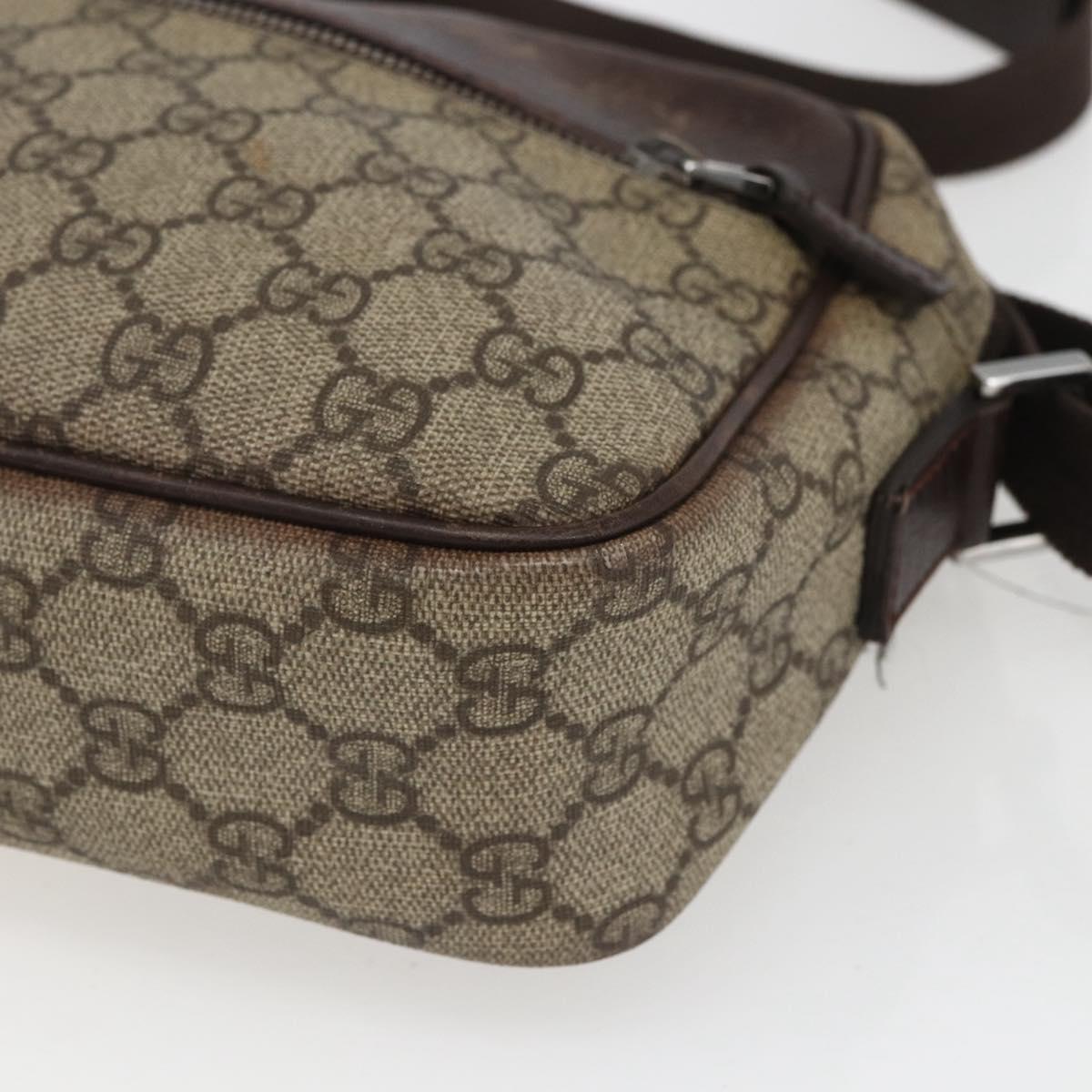 GUCCI GG Supreme Shoulder Bag PVC Beige Silver 114291 Auth 165009