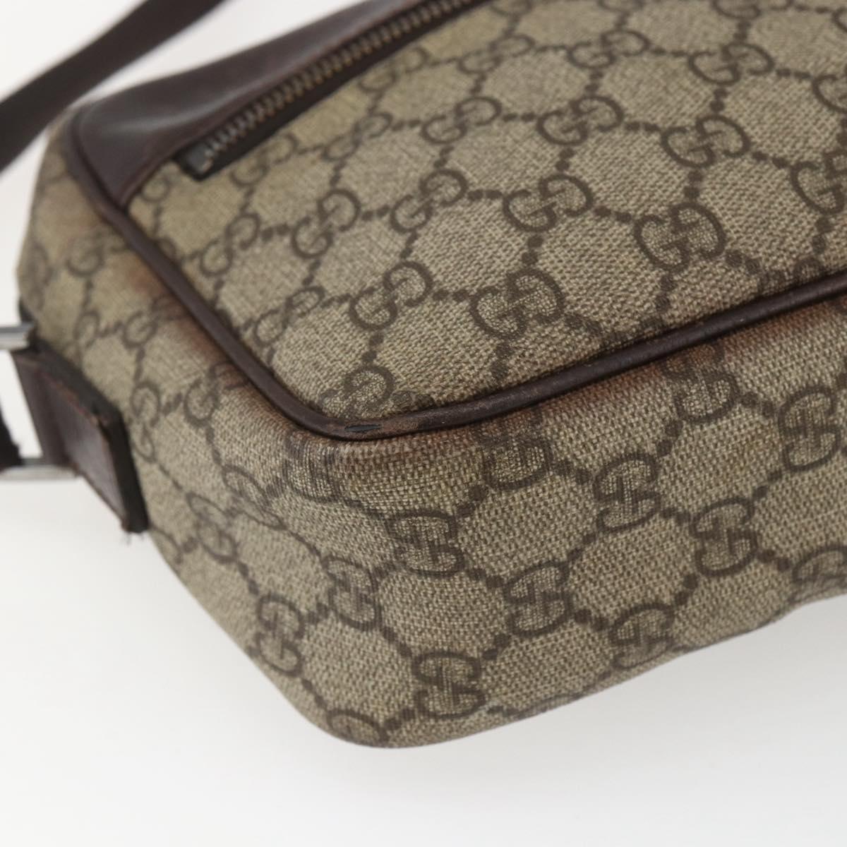 GUCCI GG Supreme Shoulder Bag PVC Beige Silver 114291 Auth 165009