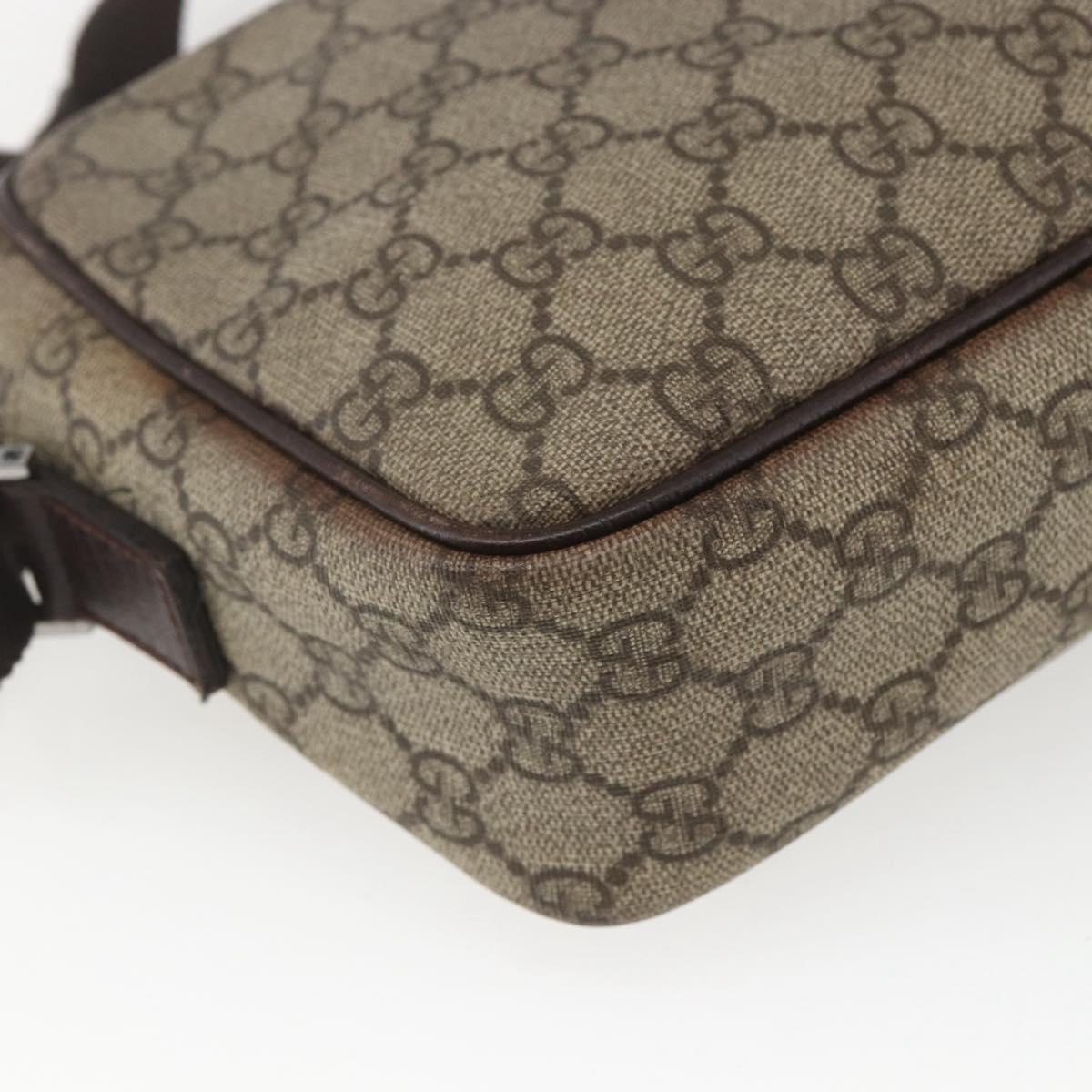 GUCCI GG Supreme Shoulder Bag PVC Beige Silver 114291 Auth 165009