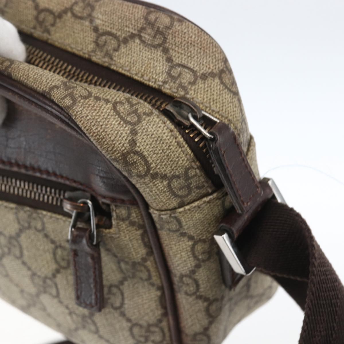 GUCCI GG Supreme Shoulder Bag PVC Beige Silver 114291 Auth 165009