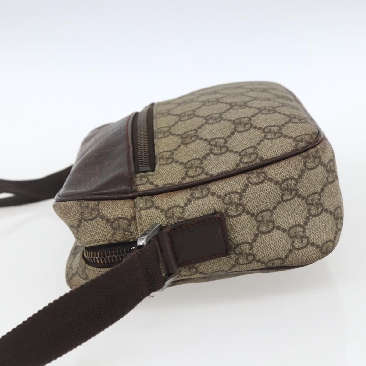 GUCCI GG Supreme Shoulder Bag PVC Beige Silver 114291 Auth 165009