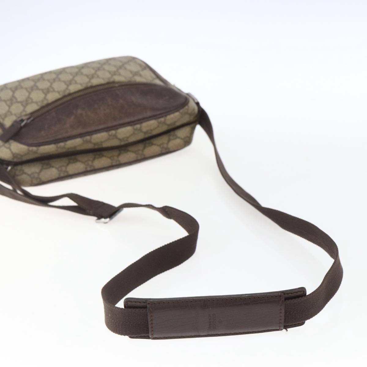 GUCCI GG Supreme Shoulder Bag PVC Beige Silver 114291 Auth 165009