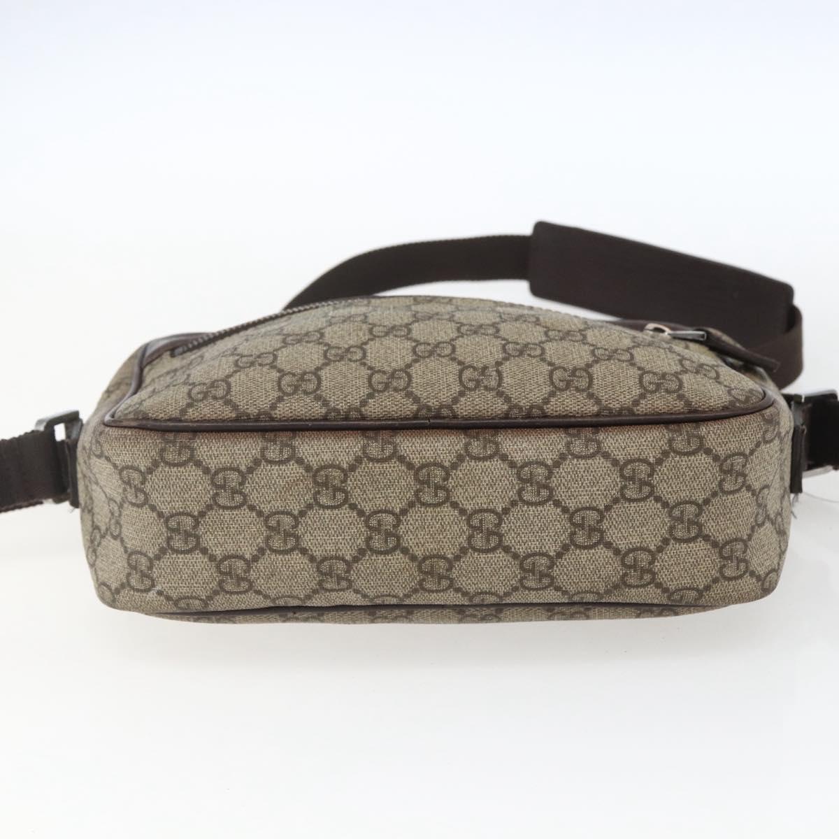 GUCCI GG Supreme Shoulder Bag PVC Beige Silver 114291 Auth 165009