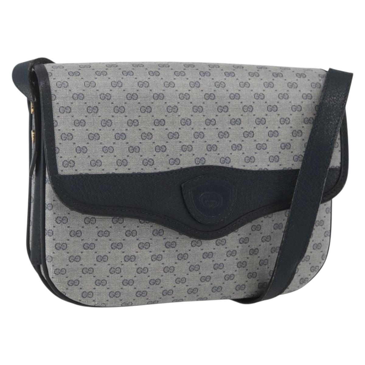 GUCCI Micro GG Supreme Shoulder Bag PVC Navy Gold 001 116 0862 Auth 165010