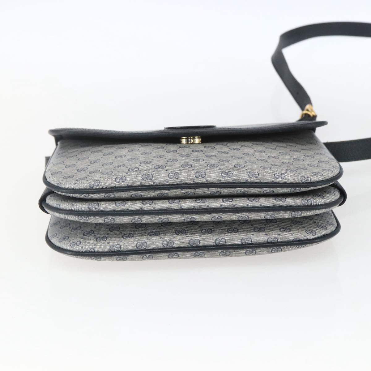 GUCCI Micro GG Supreme Shoulder Bag PVC Navy Gold 001 116 0862 Auth 165010