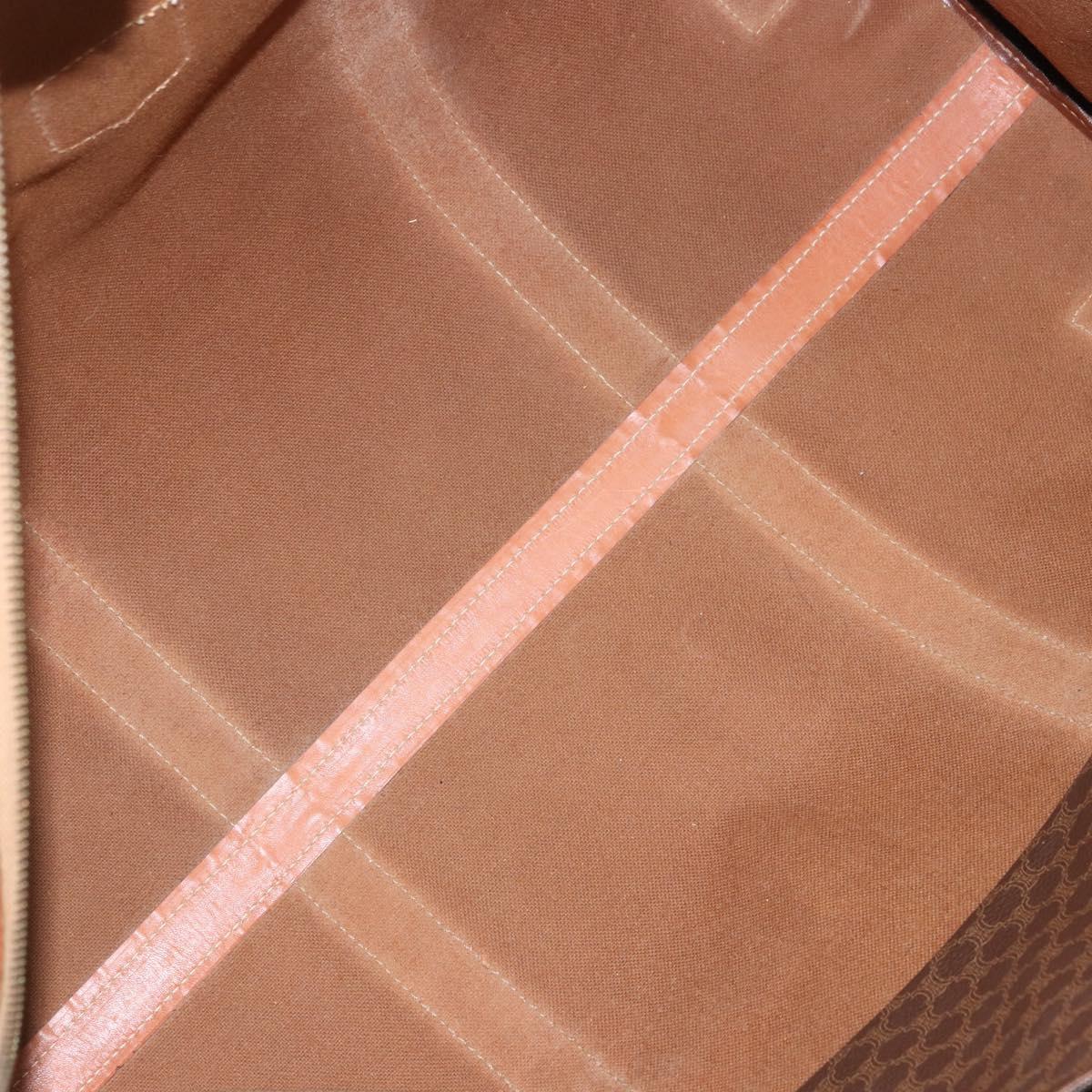 CELINE Macadam Canvas Boston Bag PVC Leather Brown Gold Auth 165011