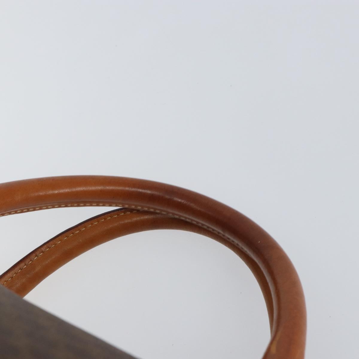 CELINE Macadam Canvas Boston Bag PVC Leather Brown Gold Auth 165011