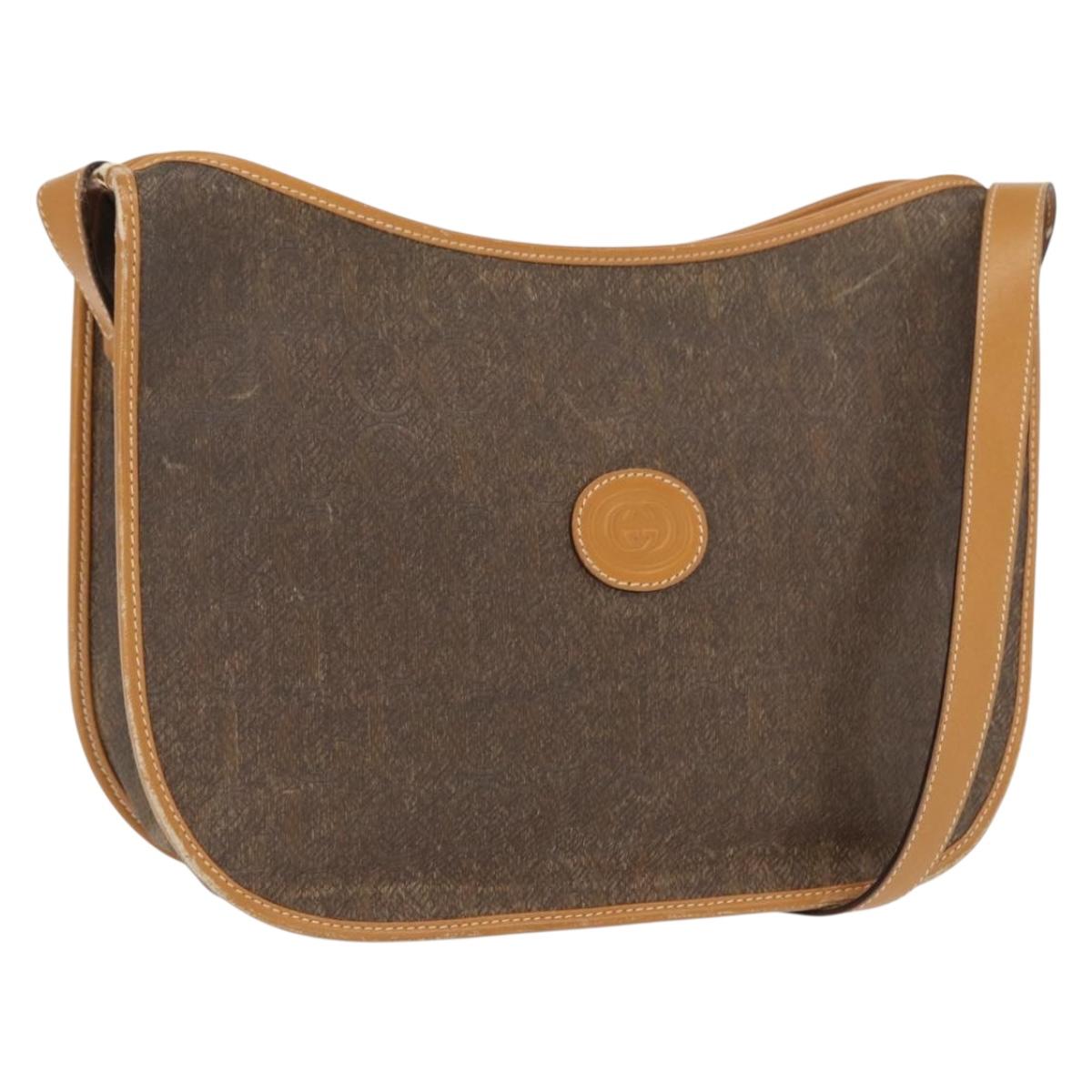 GUCCI Shoulder Bag Canvas Brown Gold 001 084 1036 Auth 165014