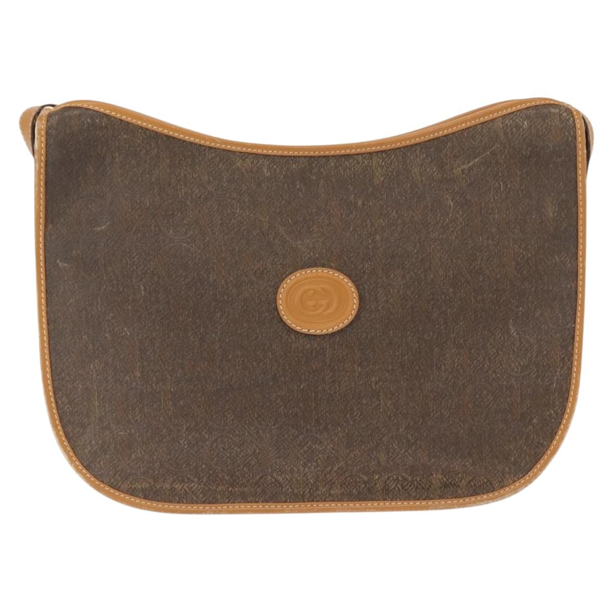 GUCCI Shoulder Bag Canvas Brown Gold 001 084 1036 Auth 165014