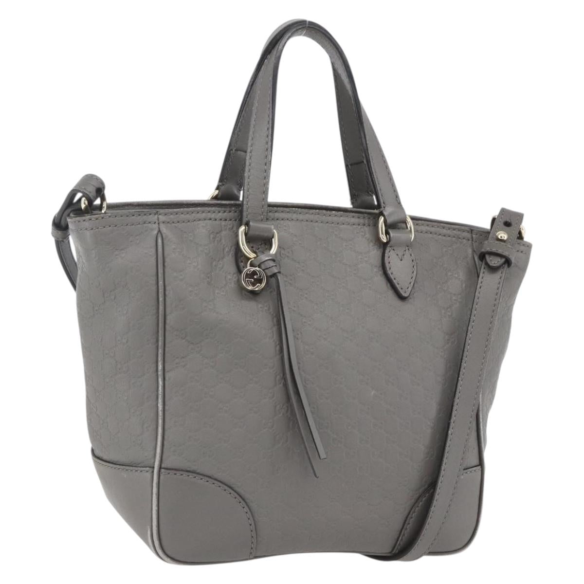 GUCCI Micro GG Canvas Guccissima Hand Bag 2way Gray Gold 449241 Auth 165015