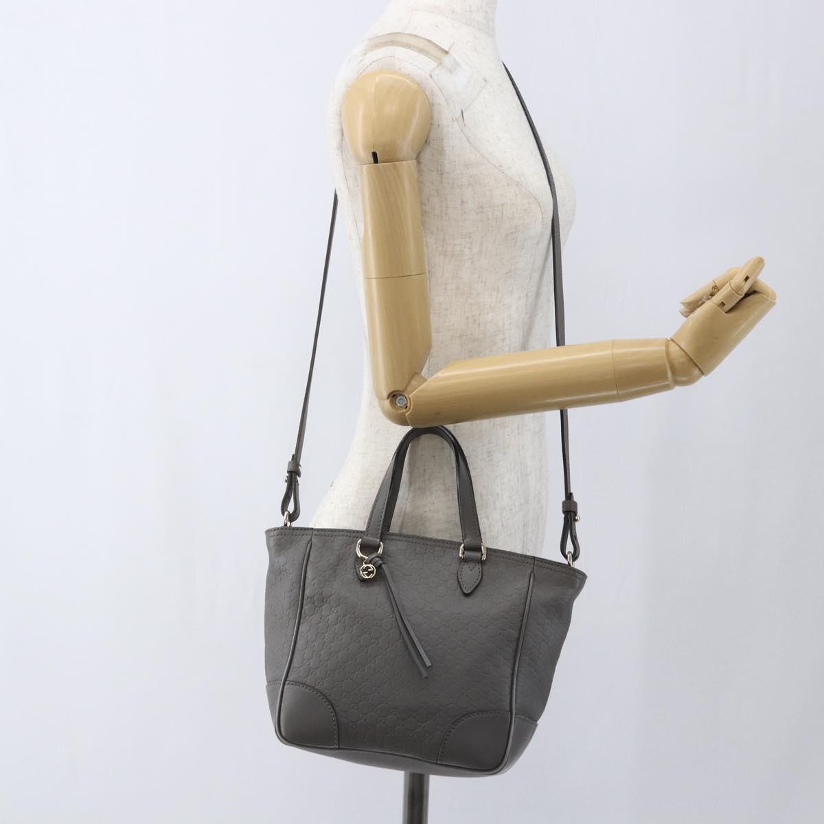 GUCCI Micro GG Canvas Guccissima Hand Bag 2way Gray Gold 449241 Auth 165015