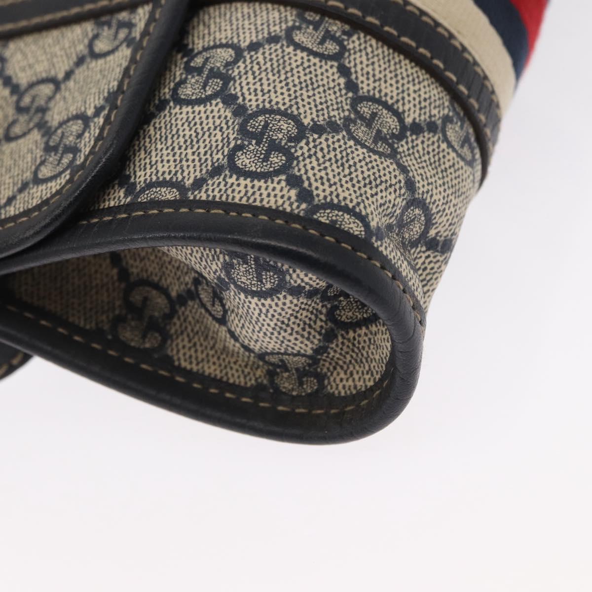 GUCCI GG Supreme Waist bag PVC Navy Silver 152597 Auth 165016