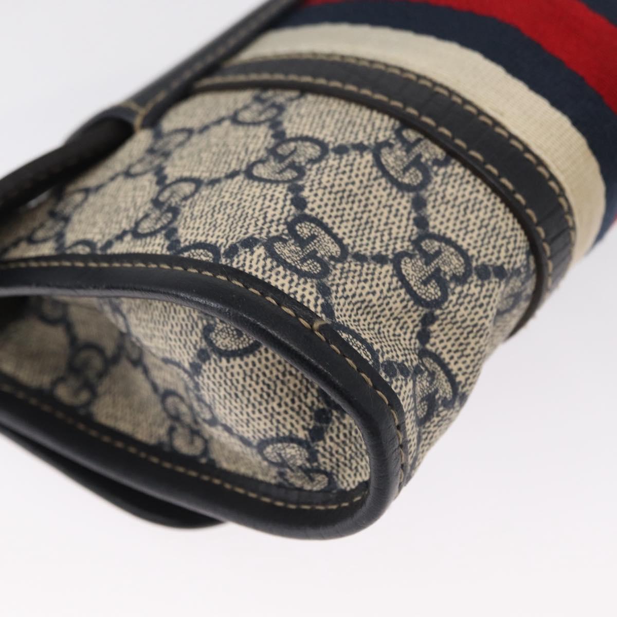 GUCCI GG Supreme Waist bag PVC Navy Silver 152597 Auth 165016
