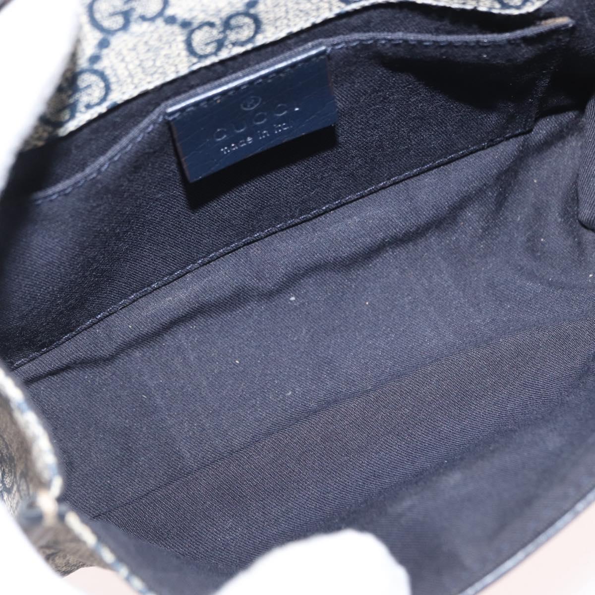 GUCCI GG Supreme Waist bag PVC Navy Silver 152597 Auth 165016