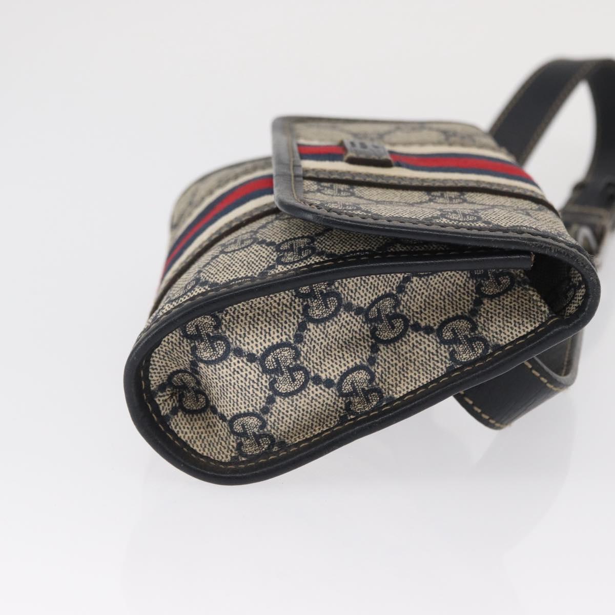 GUCCI GG Supreme Waist bag PVC Navy Silver 152597 Auth 165016
