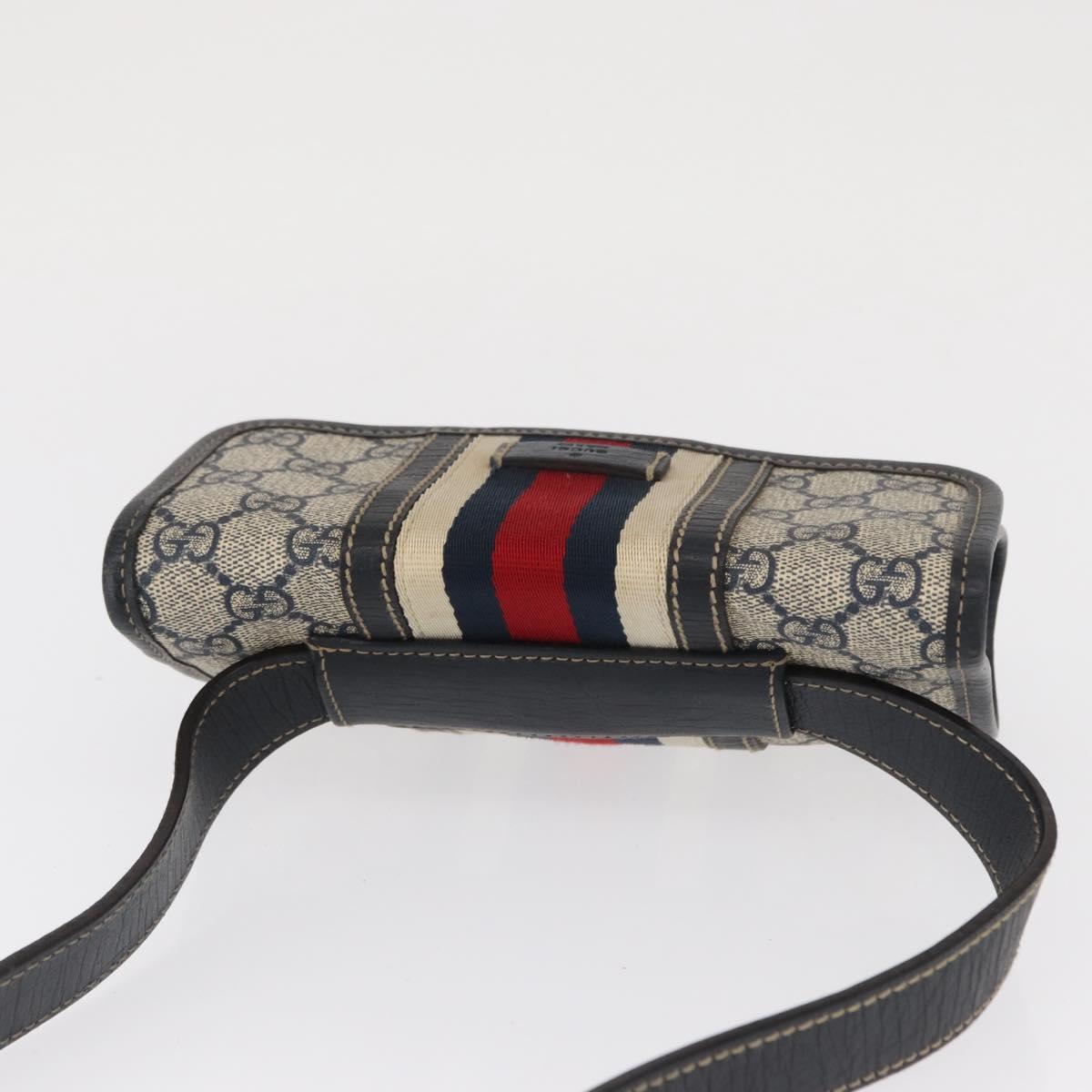 GUCCI GG Supreme Waist bag PVC Navy Silver 152597 Auth 165016