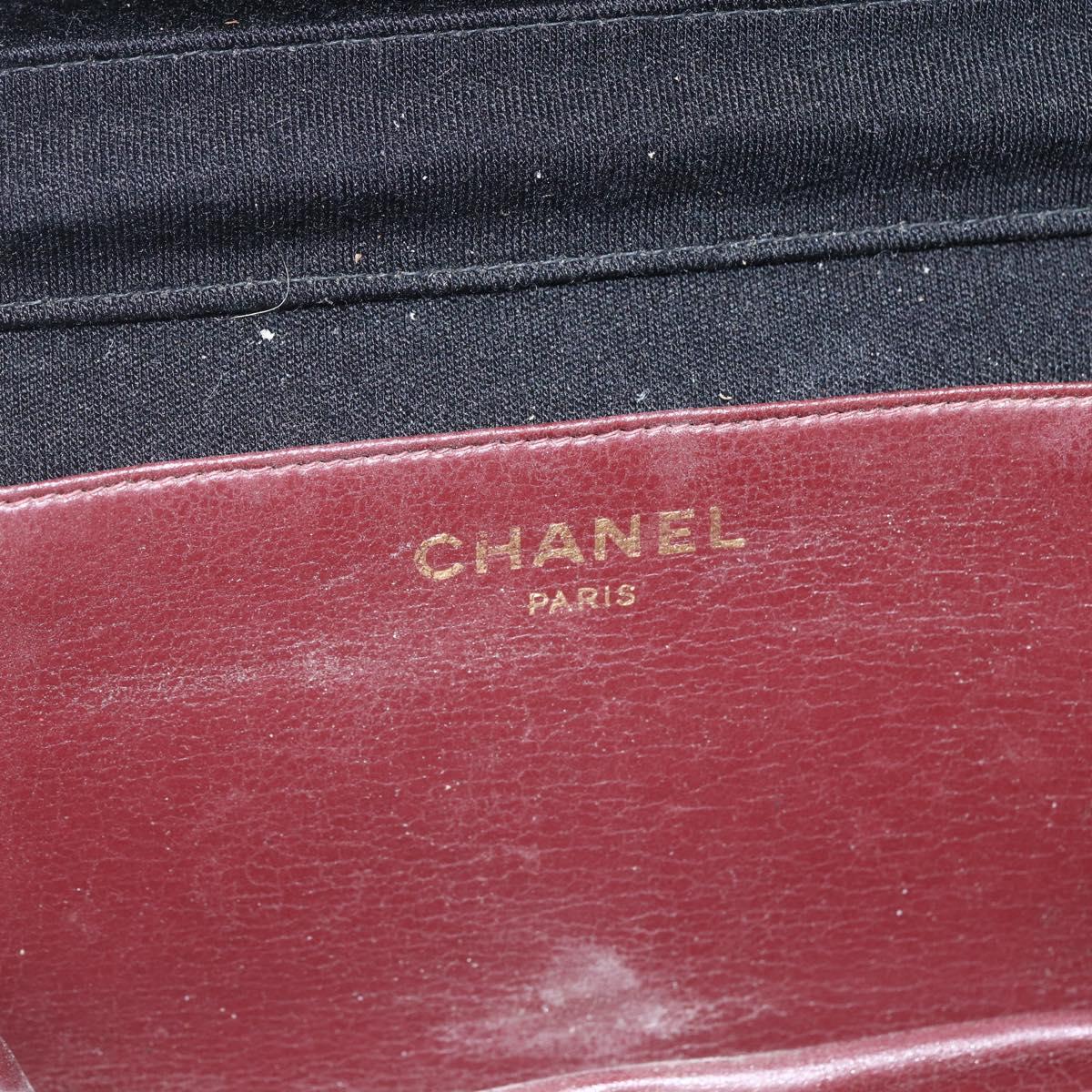 CHANEL Matelasse Chain Shoulder Bag cotton Black Gold CC Auth 165024