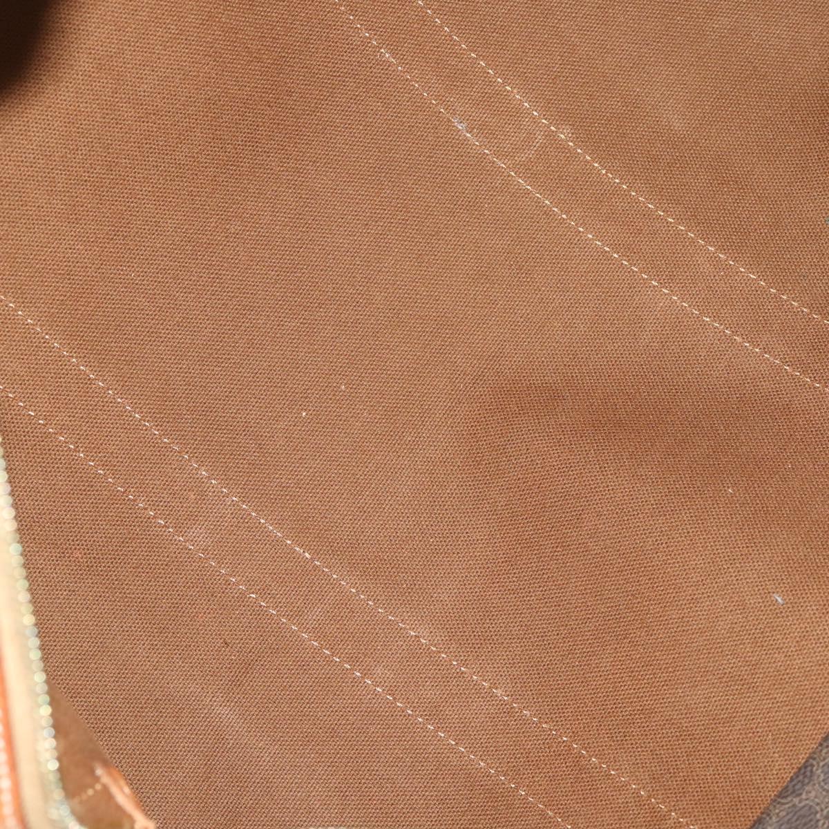 CELINE Macadam Canvas Boston Bag PVC Leather Brown Gold Auth 165025V