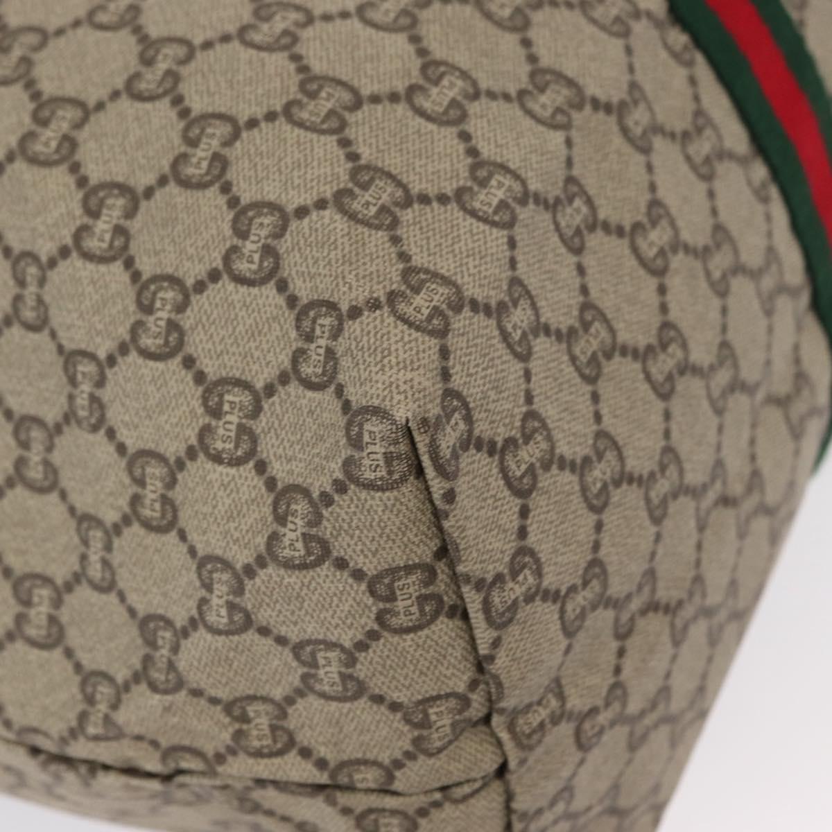 GUCCI GG Plus Supreme Boston Bag PVC Beige Gold Auth 165028