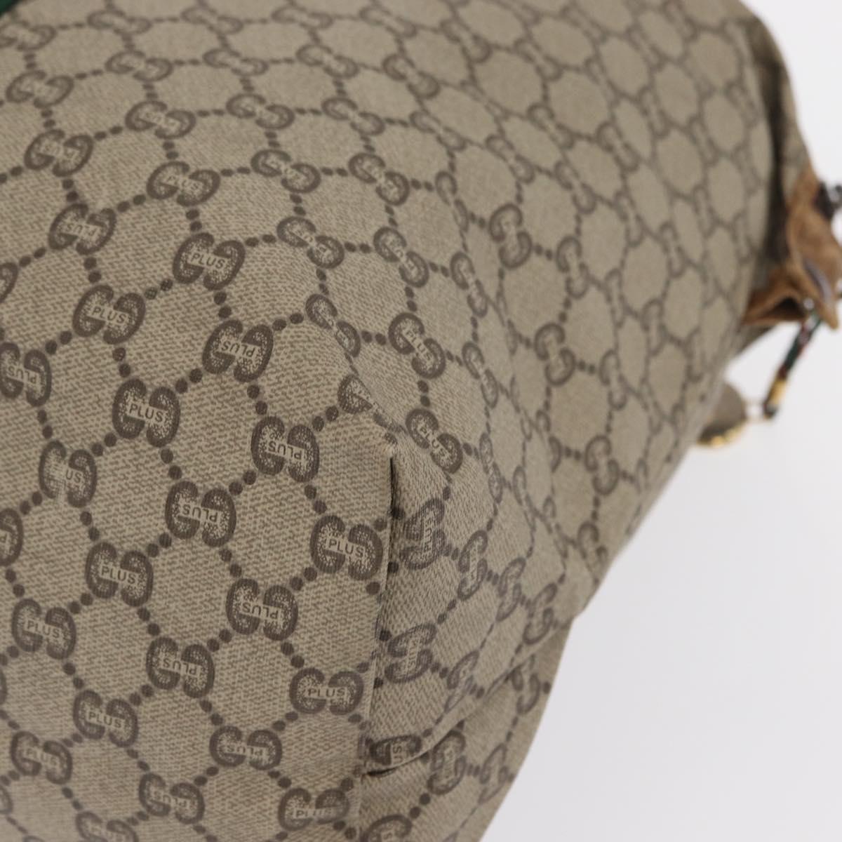 GUCCI GG Plus Supreme Boston Bag PVC Beige Gold Auth 165028