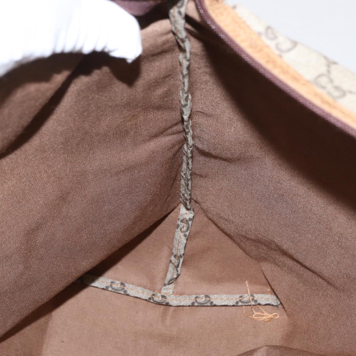 GUCCI GG Plus Supreme Boston Bag PVC Beige Gold Auth 165028