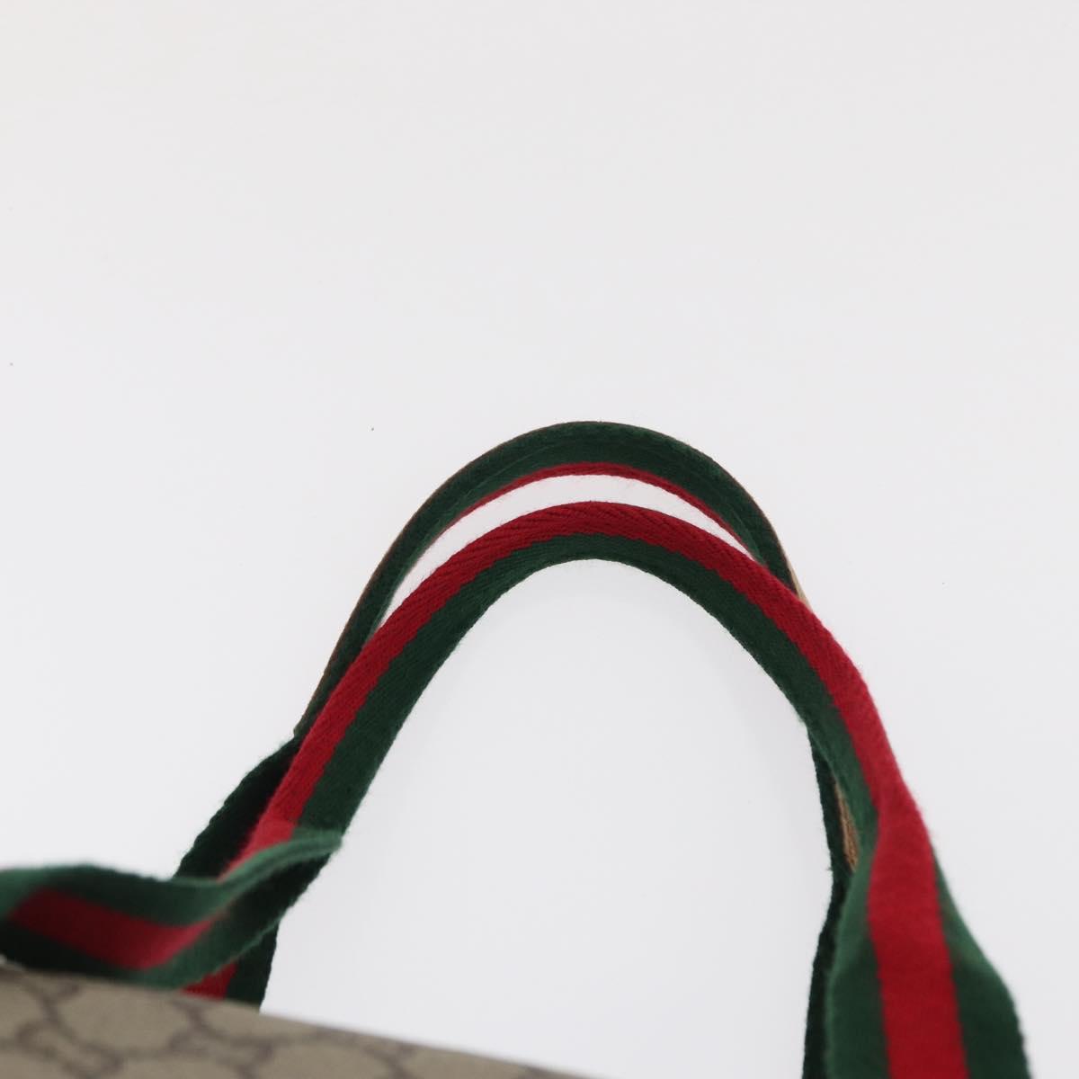 GUCCI GG Plus Supreme Boston Bag PVC Beige Gold Auth 165028