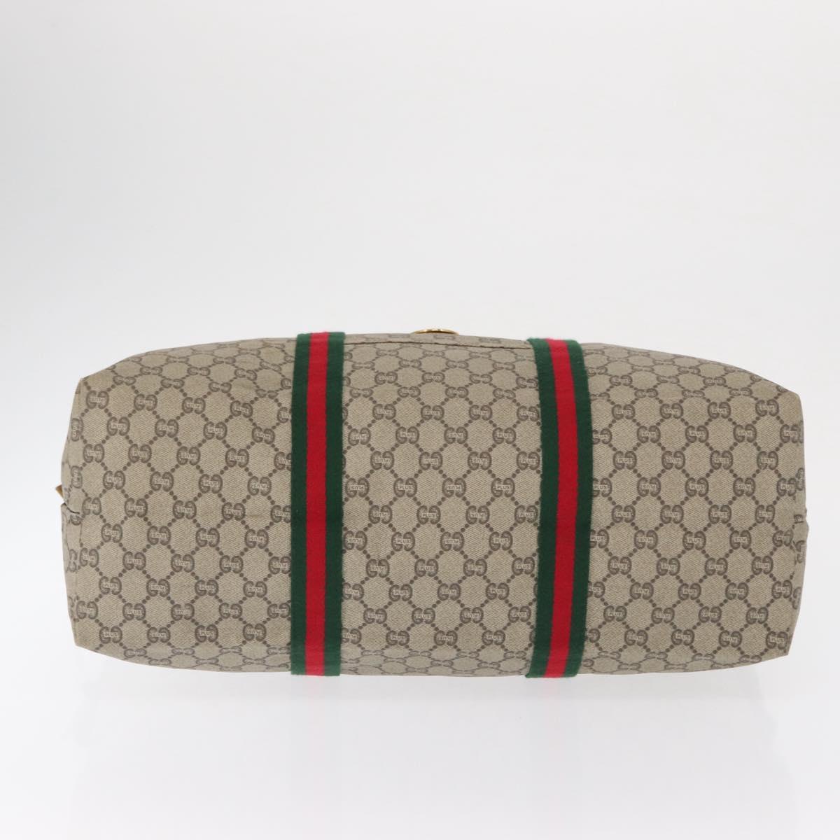 GUCCI GG Plus Supreme Boston Bag PVC Beige Gold Auth 165028