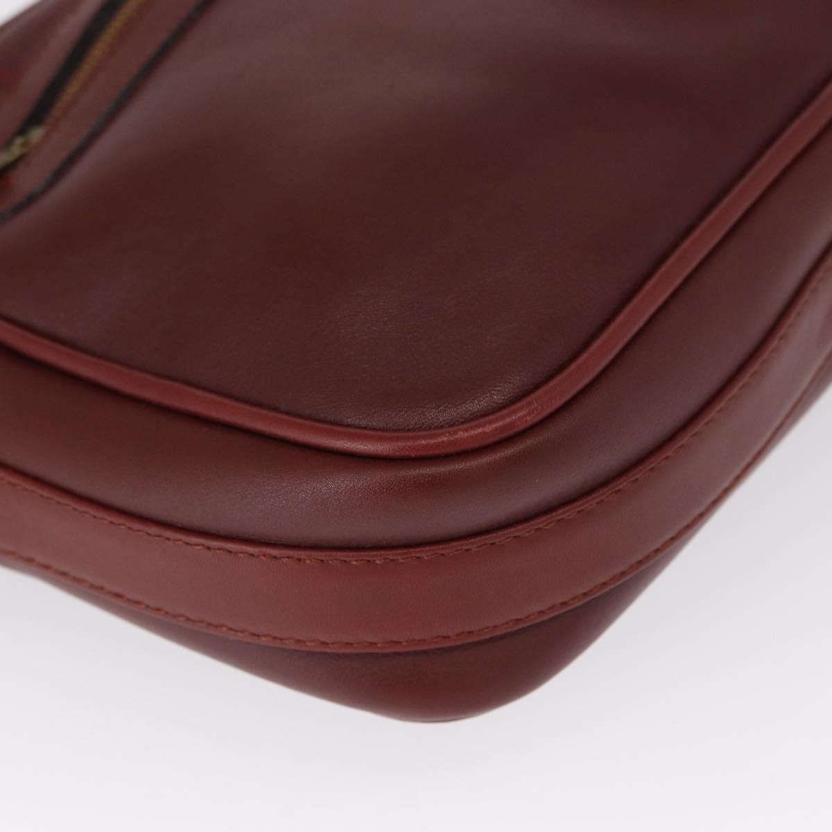 CARTIER Must Line Shoulder Bag Leather Bordeaux Gold Auth 165031