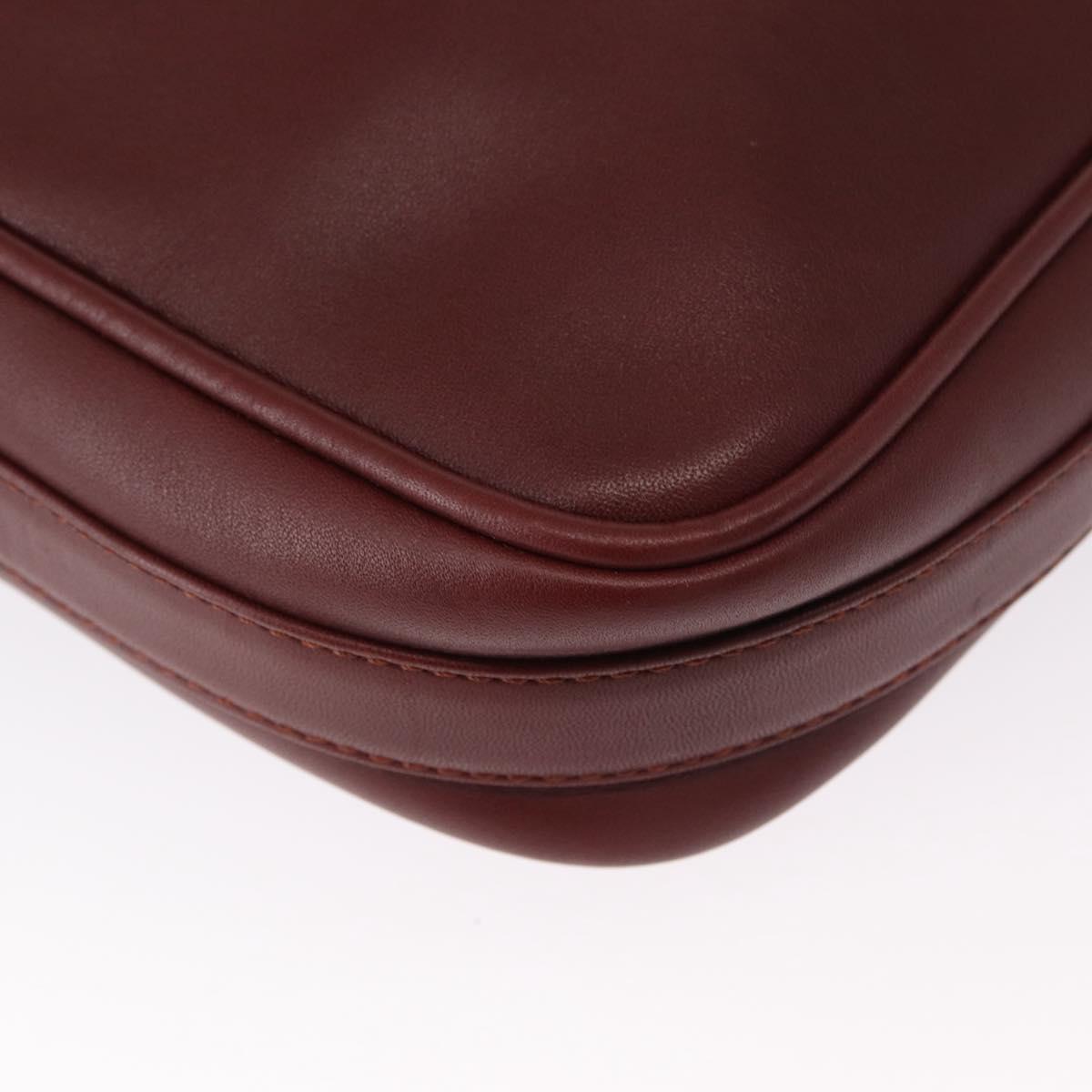 CARTIER Must Line Shoulder Bag Leather Bordeaux Gold Auth 165031