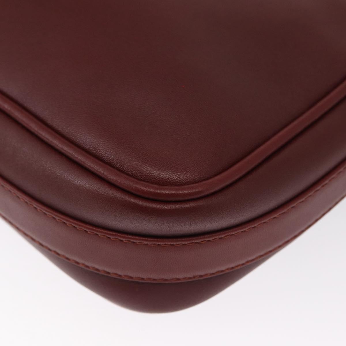 CARTIER Must Line Shoulder Bag Leather Bordeaux Gold Auth 165031