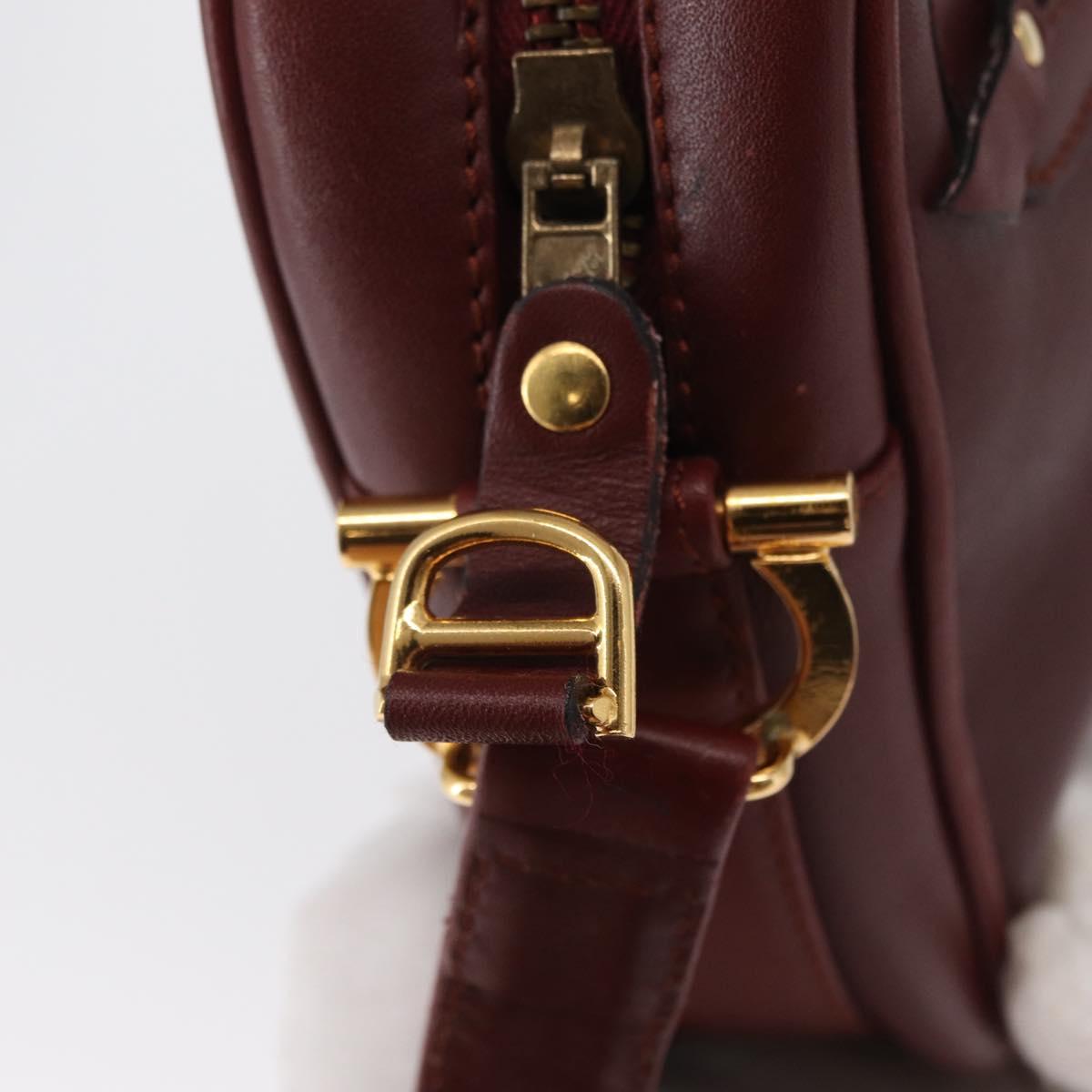 CARTIER Must Line Shoulder Bag Leather Bordeaux Gold Auth 165031