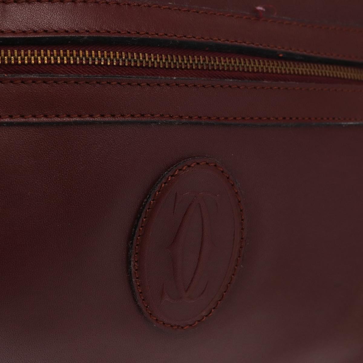 CARTIER Must Line Shoulder Bag Leather Bordeaux Gold Auth 165031