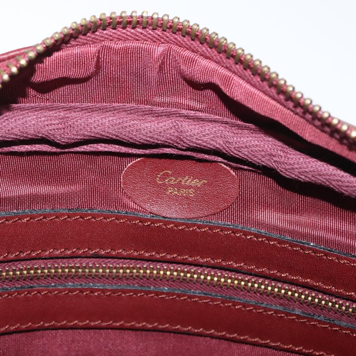 CARTIER Must Line Shoulder Bag Leather Bordeaux Gold Auth 165031