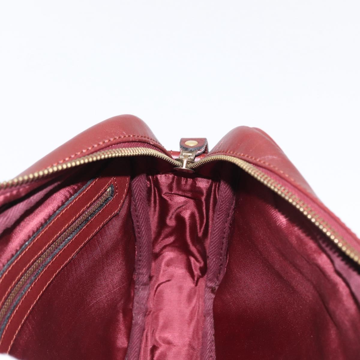 CARTIER Must Line Shoulder Bag Leather Bordeaux Gold Auth 165031