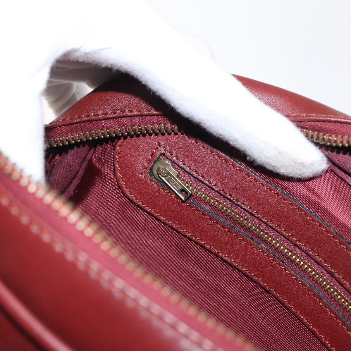 CARTIER Must Line Shoulder Bag Leather Bordeaux Gold Auth 165031