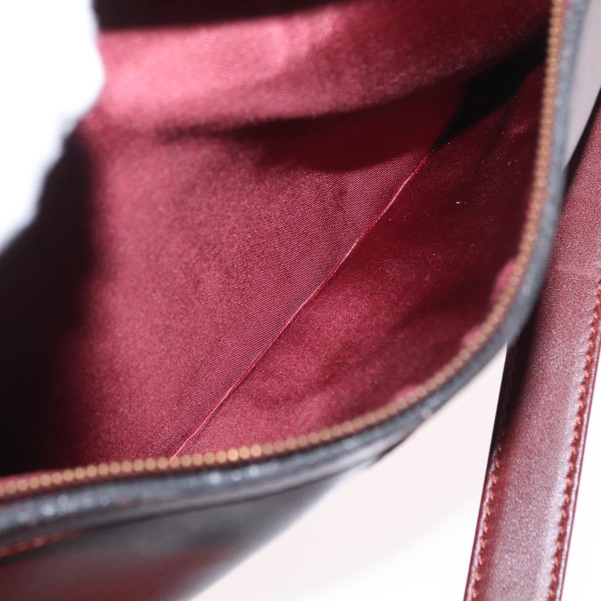 CARTIER Must Line Shoulder Bag Leather Bordeaux Gold Auth 165031