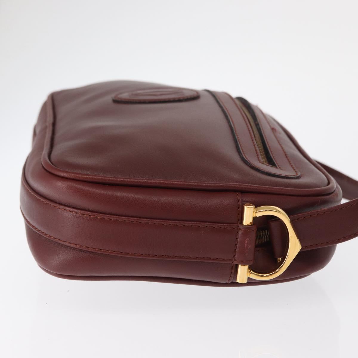 CARTIER Must Line Shoulder Bag Leather Bordeaux Gold Auth 165031