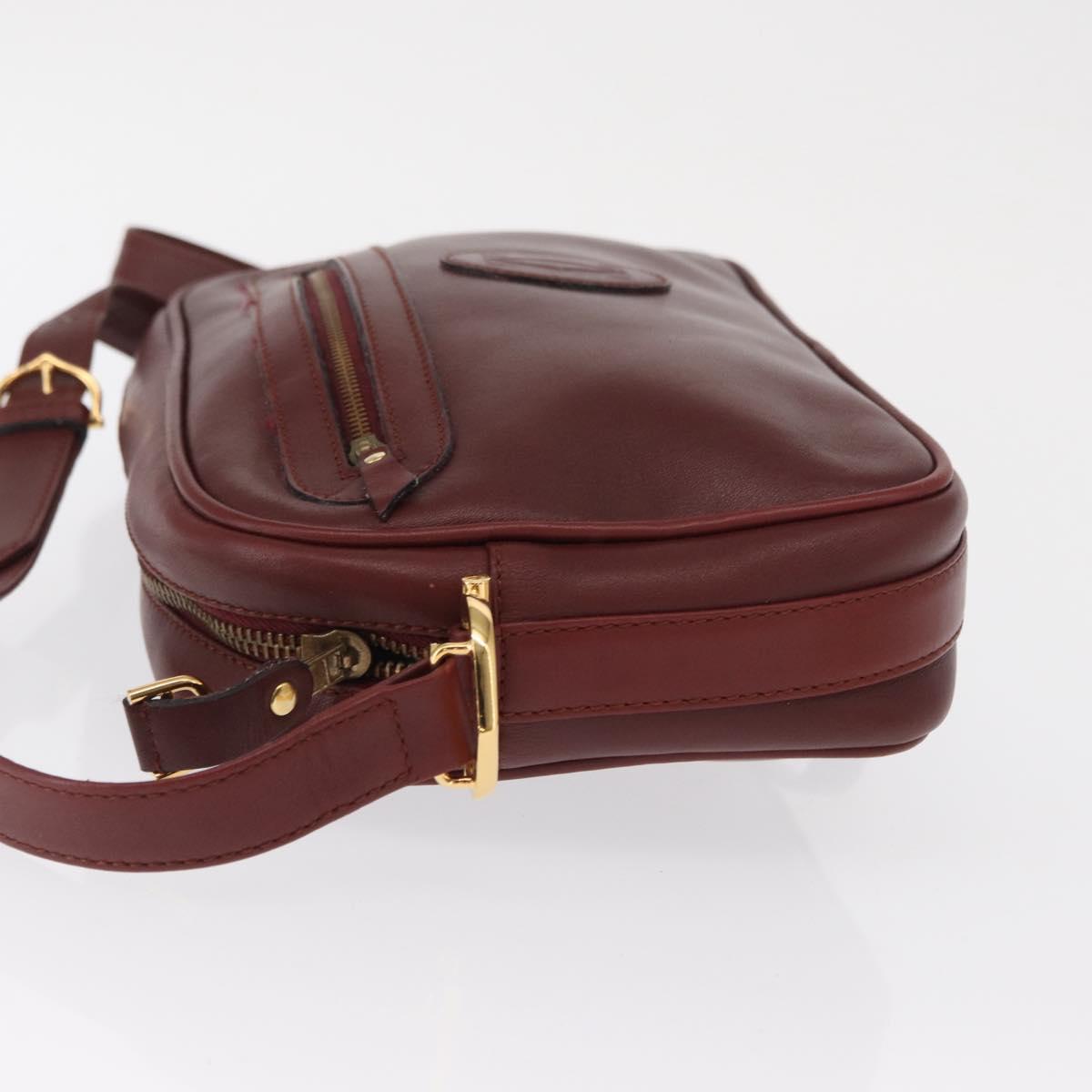CARTIER Must Line Shoulder Bag Leather Bordeaux Gold Auth 165031