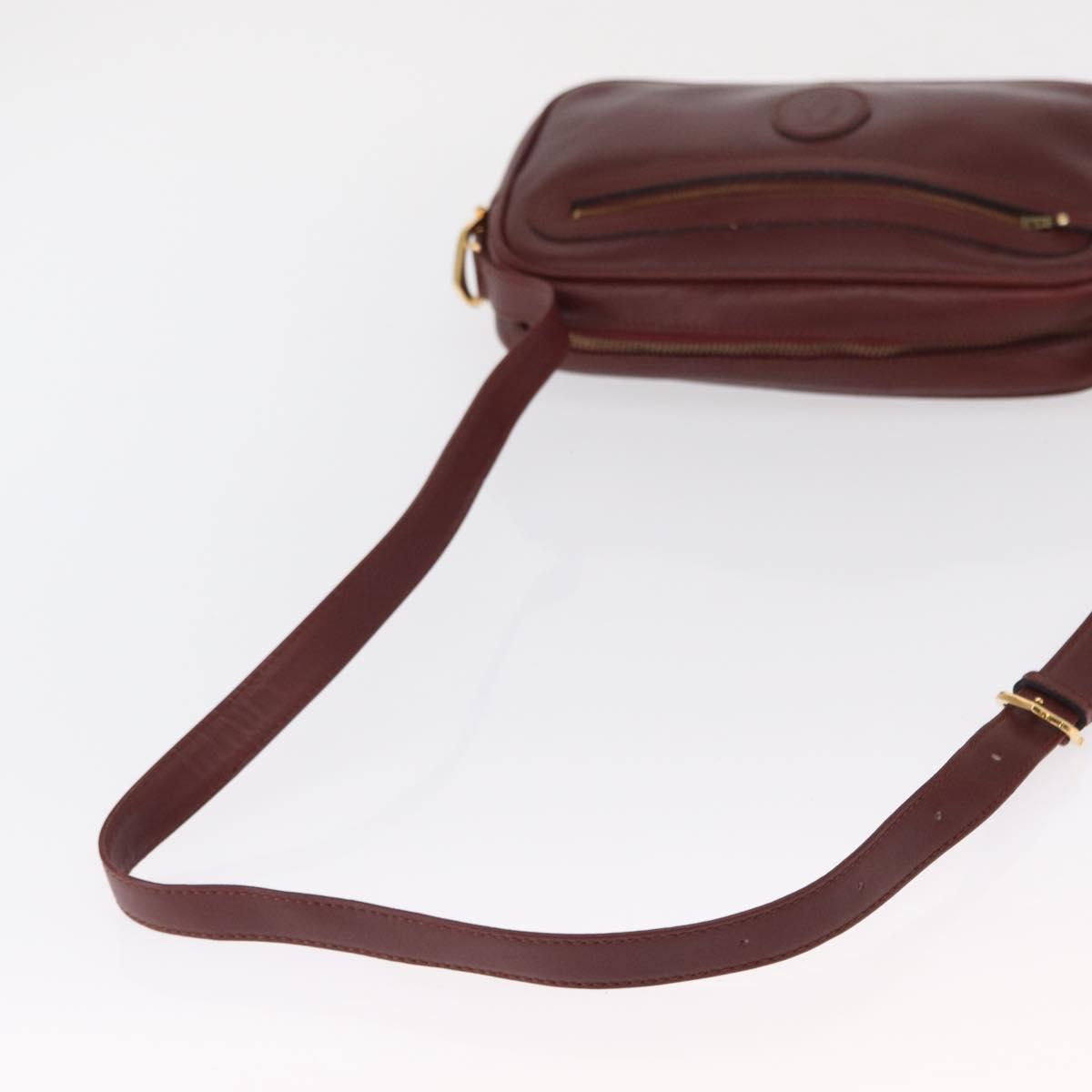 CARTIER Must Line Shoulder Bag Leather Bordeaux Gold Auth 165031