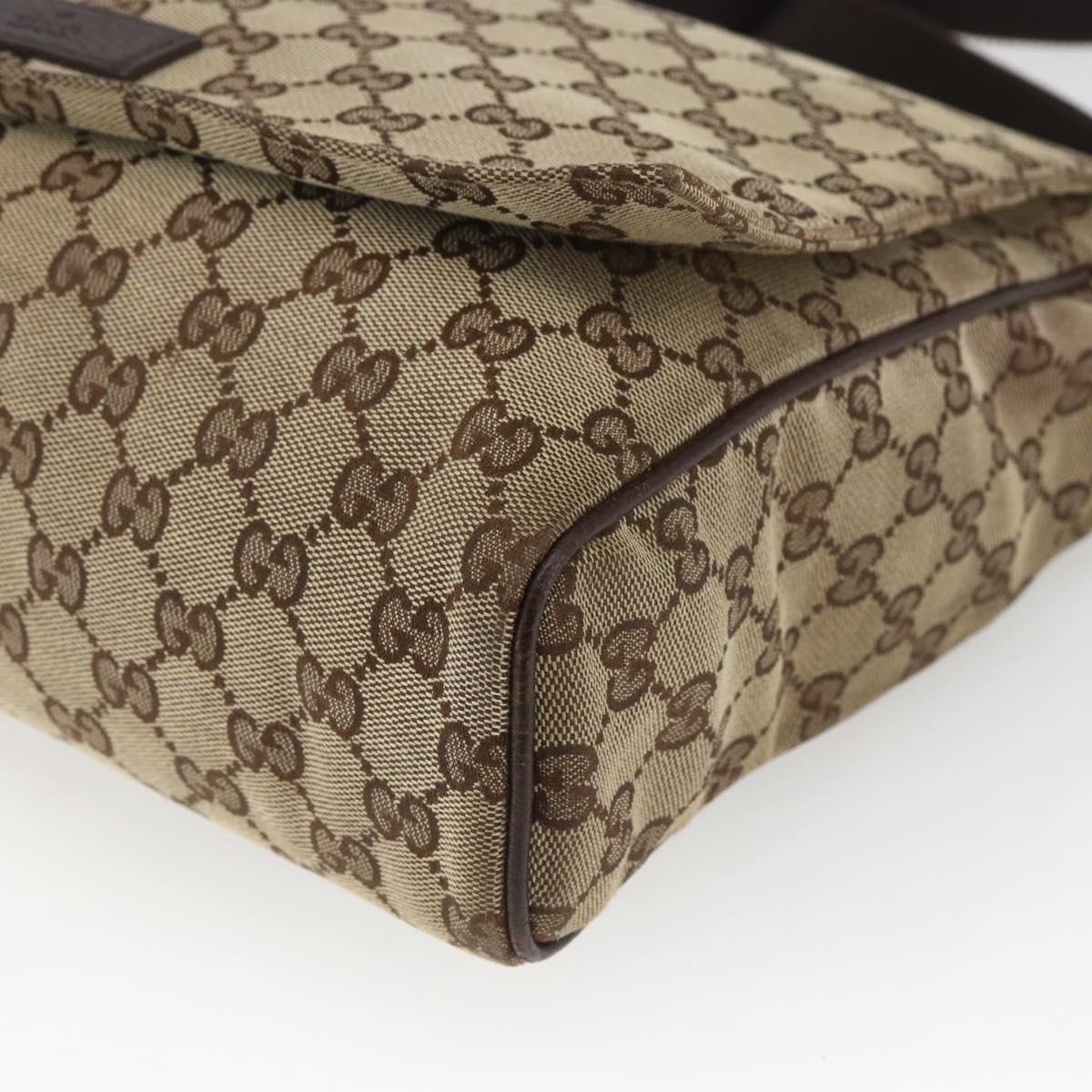 GUCCI GG Canvas Shoulder Bag Beige Silver 146236 Auth 165033