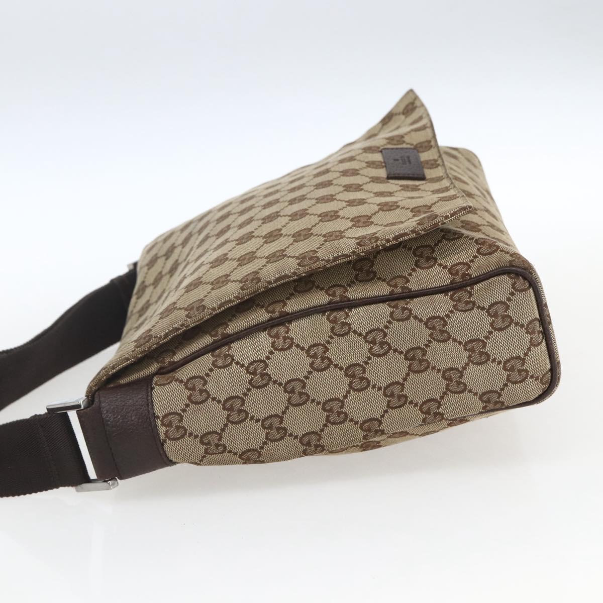 GUCCI GG Canvas Shoulder Bag Beige Silver 146236 Auth 165033