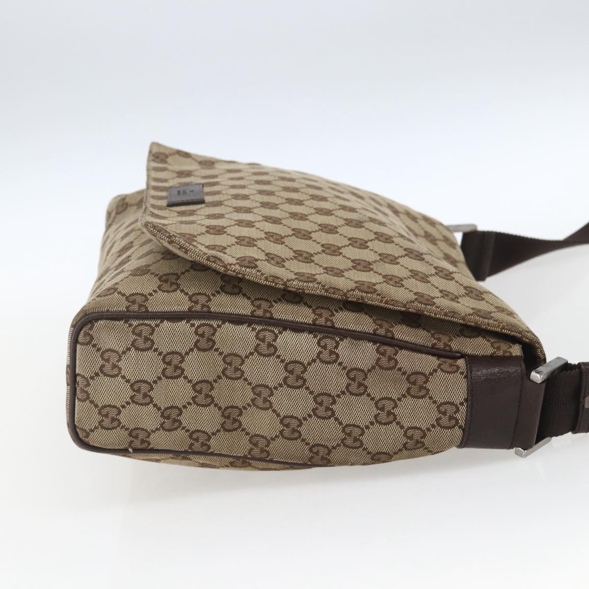 GUCCI GG Canvas Shoulder Bag Beige Silver 146236 Auth 165033